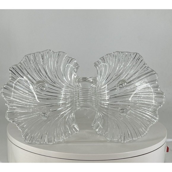 Clam Seashell Mikasa Walther Double Sided Footed Dish Crystal - Picture 2 of 7
